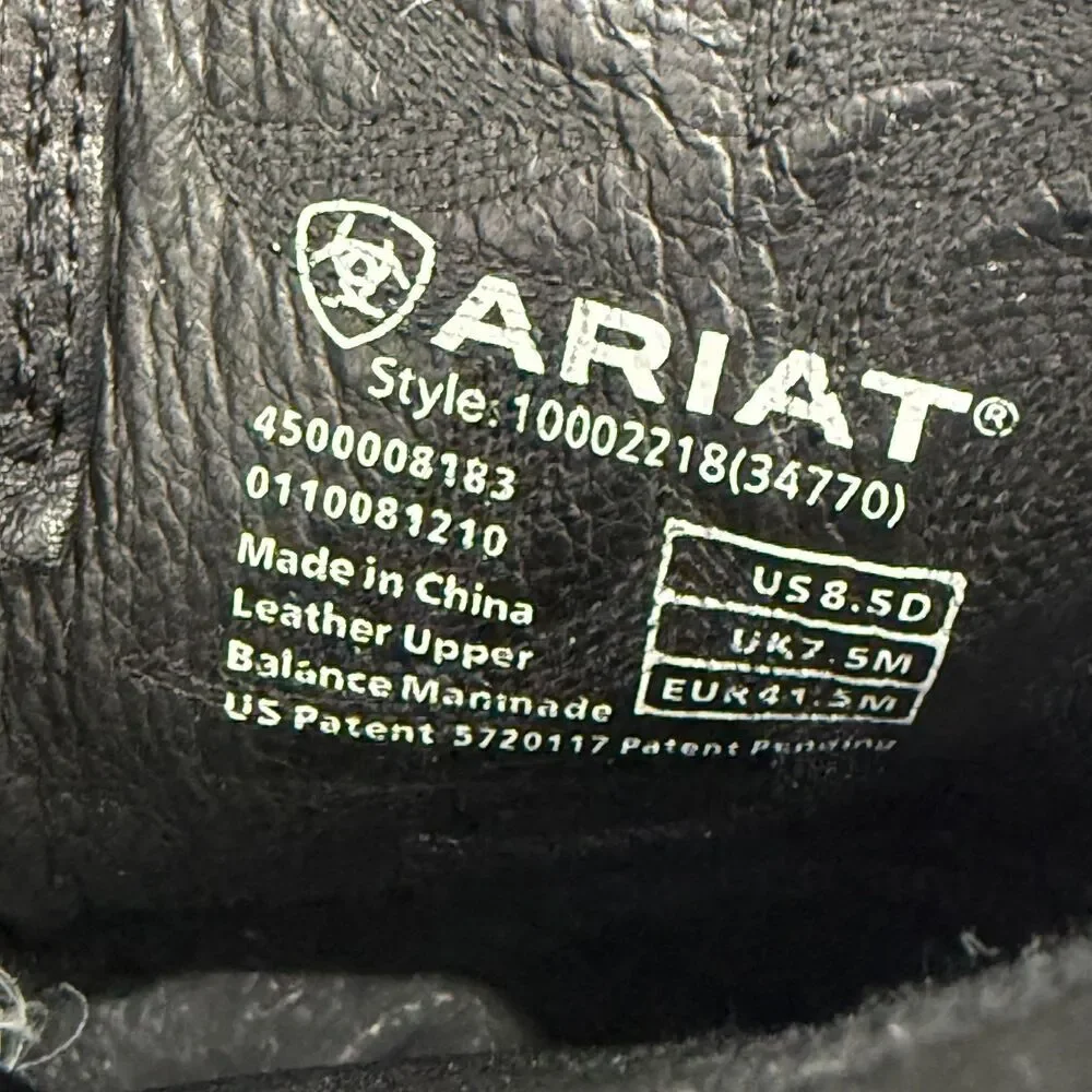 ARIAT Deertan Heritage Toe Men's  8.5 D Black Western Boots 10002218 (34770)
